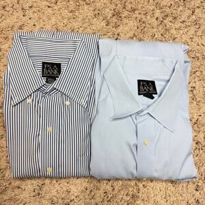 Lot of 2 Jos A Bank Executive Collection Men Shirts 16 1/2-37 Blue Office Preppy